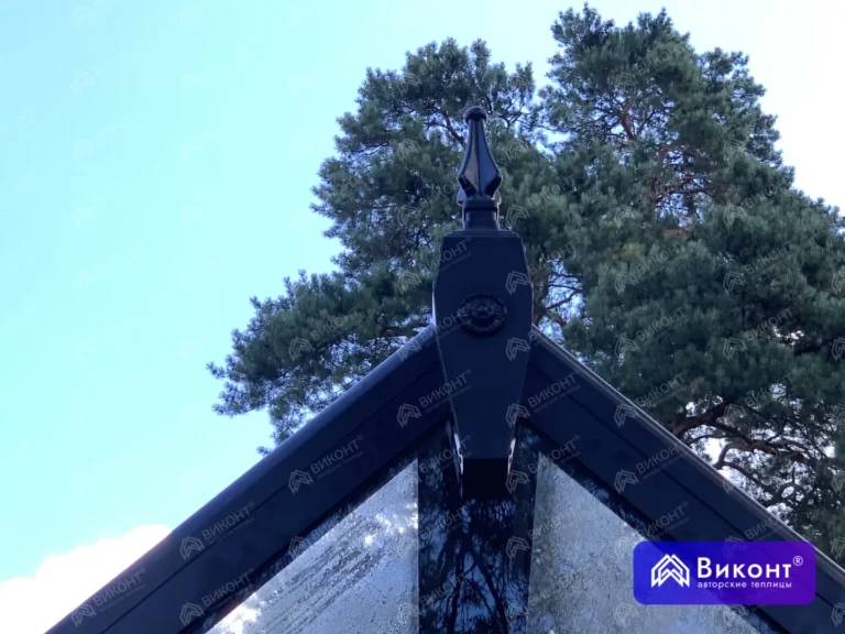 #310 Угловая теплица 45° 3×10×10 м в серо-коричневом цвете RAL 8019 (15)