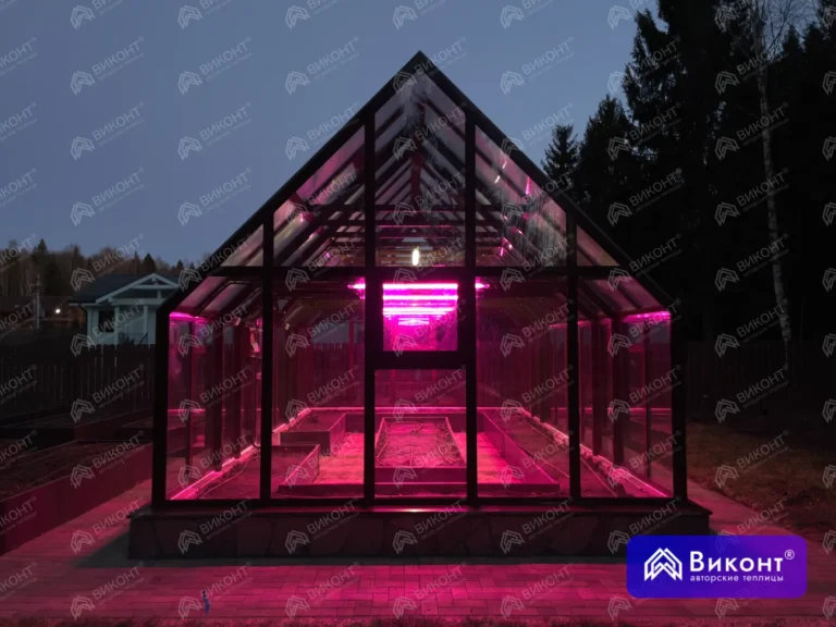 #311 Теплица «Эвелин» 45° 4×7 м коричневая RAL 8017 (ДПК Залесье) (4)
