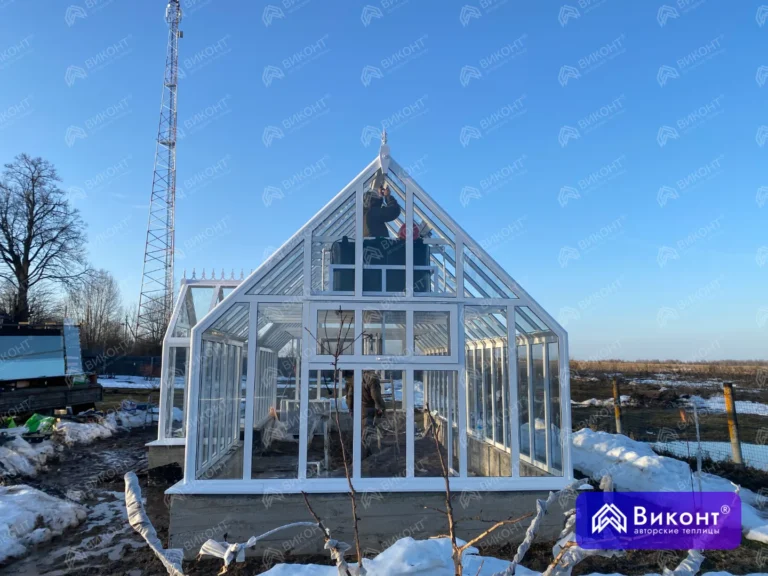 #316 Теплица «Леди Мэри» 45° 3,5×8 м белая (Смоленск) (4)