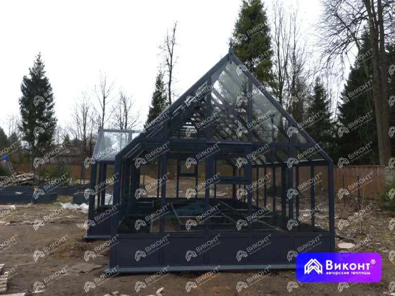 #324 Теплица «Розалин» 45° 4×7 м графитовая RAL 7024 (Зеленая роща) (1)