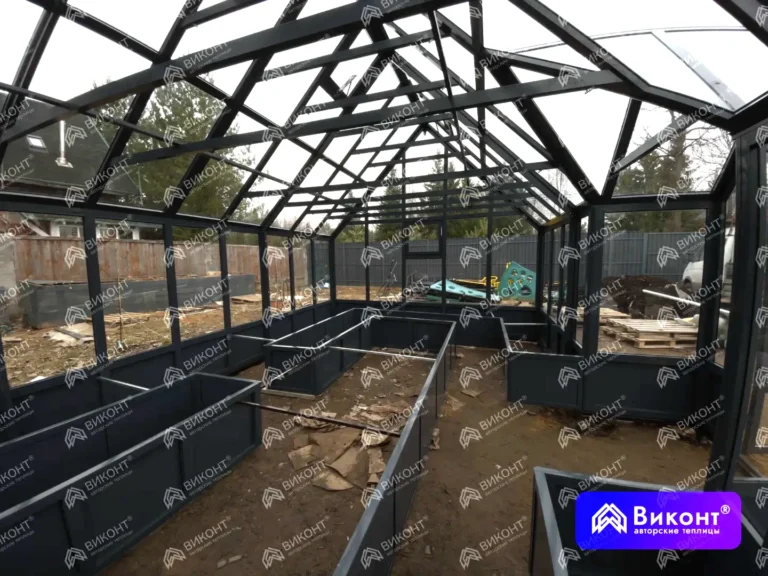 #324 Теплица «Розалин» 45° 4×7 м графитовая RAL 7024 (Зеленая роща) (6)