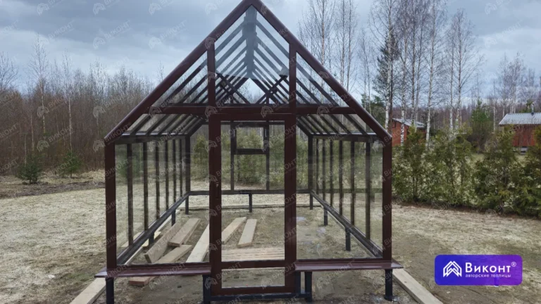 #329 Теплица «Оливер» 45° 3×5 м коричневый 8017 Лето закаленка Питер Ириновское (4)