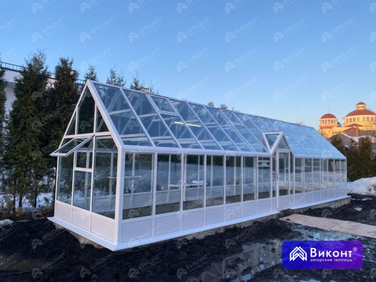 #331 Теплица «Эвелин» 45° 3,2×12,2 м интегрированный цоколь Саранск (13)