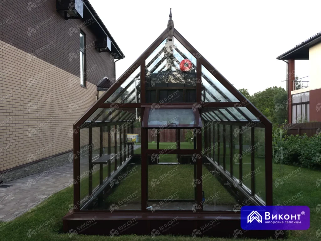 №350 Теплица «Оливер» 45° 3×6 м на сваях с полками (Пушкино)