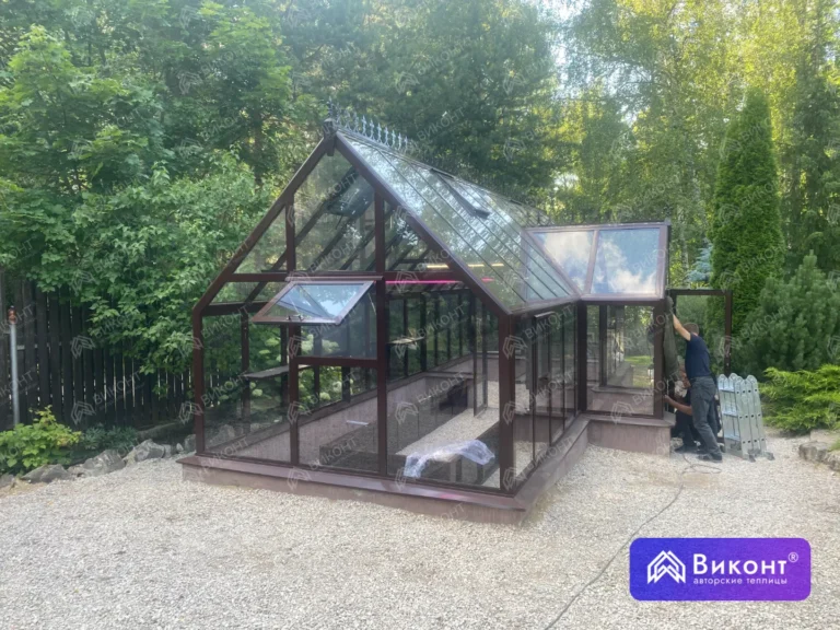 #391 Теплица «Розалин» 45° 3×8 м лето 8017 с бок парником в Туле (1)