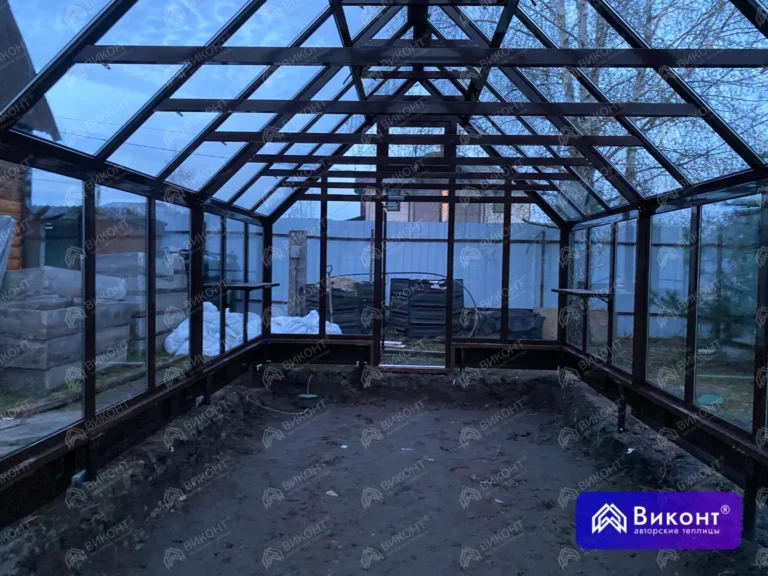 #408 Теплица «Оливер» 45° 3,5×7,5 м проходная на сваях (8)