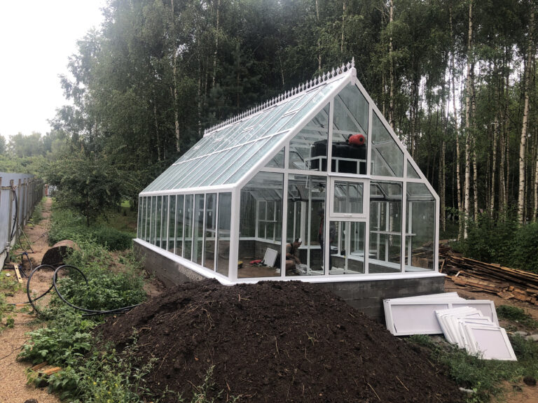 #421 Теплица «Розалин» 45° 4×8 м белая Люшино (2)