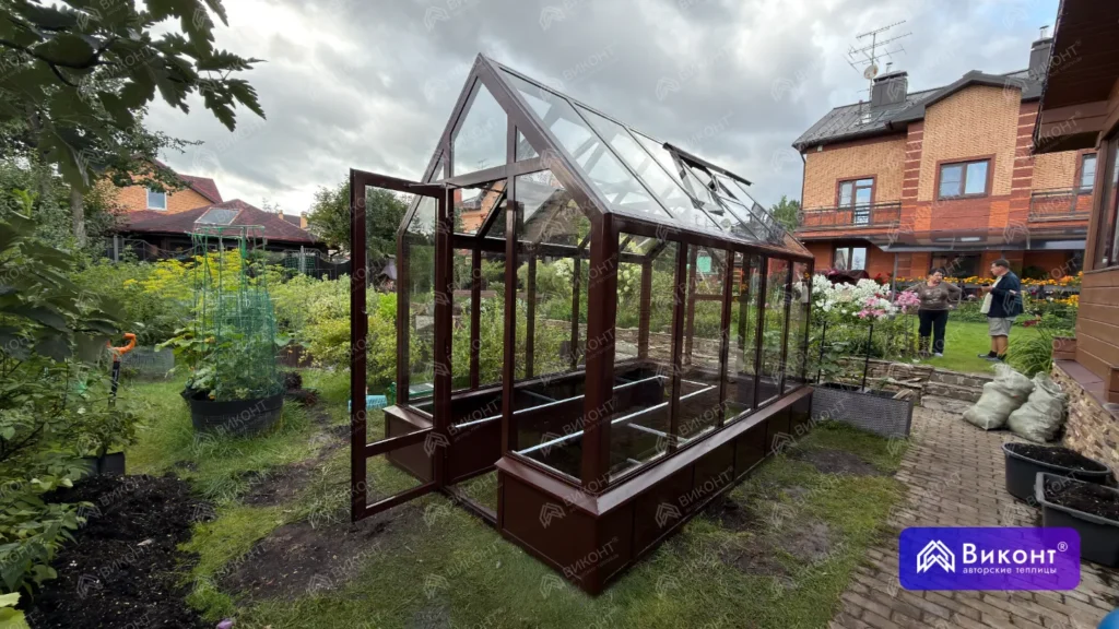 №458 Теплица «Оливер» 45° 2×3,5 м на сваях с грядками  (Истра)