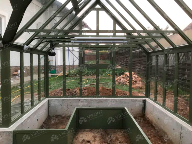 Английская оливковая теплица 3x6 м с парниками, грядками и автоматикой #122-11