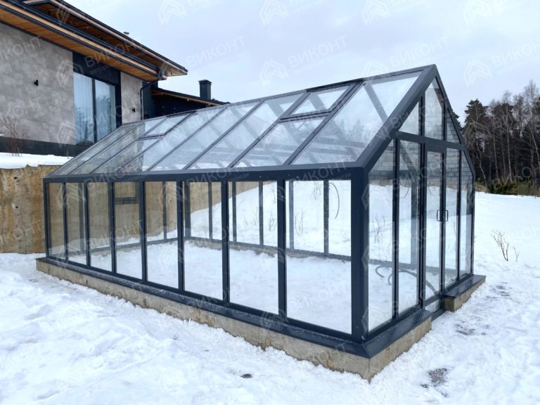 Графитовая теплица Фостер 3x6 с углом крыши 110° #183