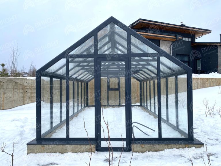 Графитовая теплица Фостер 3x6 с углом крыши 110° #183