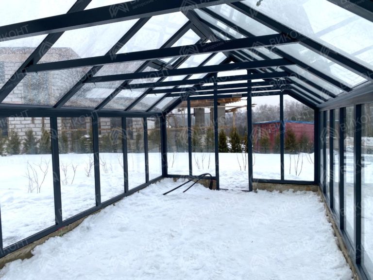 Графитовая теплица Фостер 3x6 с углом крыши 110° #183