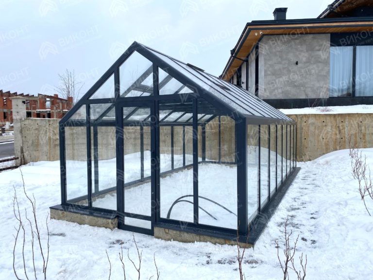 Графитовая теплица Фостер 3x6 с углом крыши 110° #183