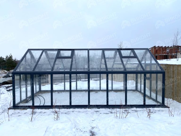 Графитовая теплица Фостер 3x6 с углом крыши 110° #183
