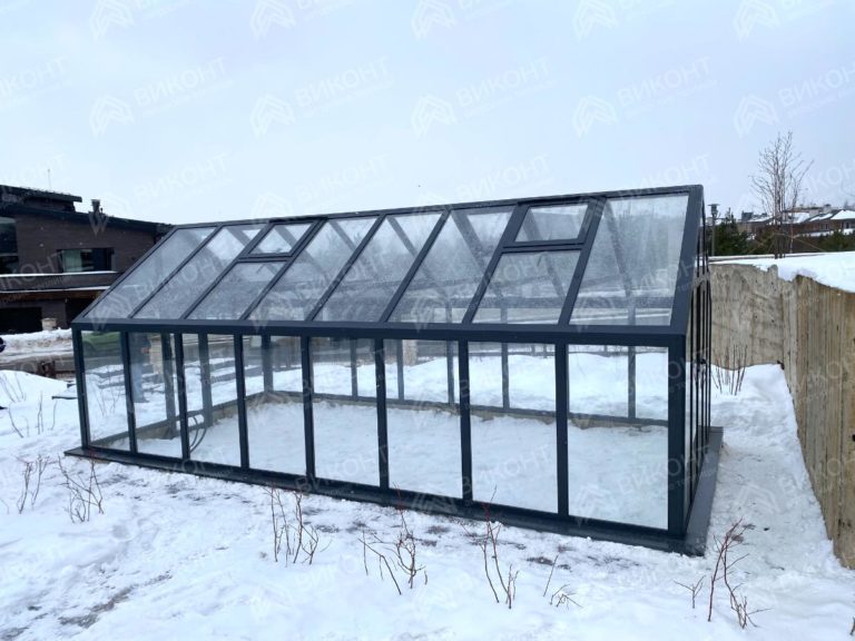 Графитовая теплица Фостер 3x6 с углом крыши 110° #183